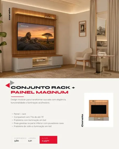 Painel magnus Larg 2,00 altura 2,21 100%MDF
