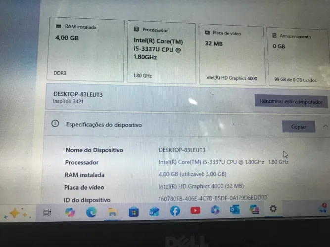 Vendo Notebook Marca Dell