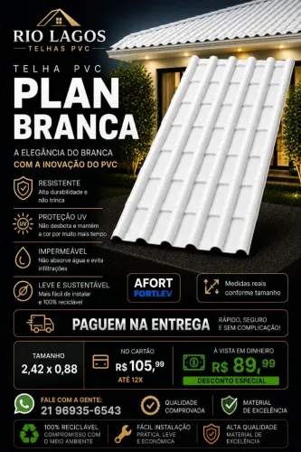 Telha de PVC Branca AFORT FORTLEV PAGUEM NA ENTREGA