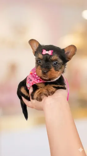 Lindos filhotes fêmeas e macho de Yorkshire em até 12 × no cartão
