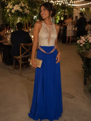 vestido de festa longo azul