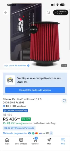 Filtro esportivo rs focus 2009 a 2019