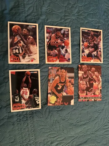 Pack 6 Cartas Fleer Miami Heat NBA Anos 90 + Rookie