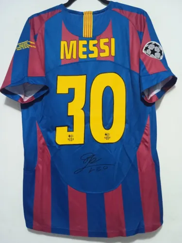 Camisa Barcelona Final Champions 05/06 #30 MessiAutografada Certificada Raríssima 