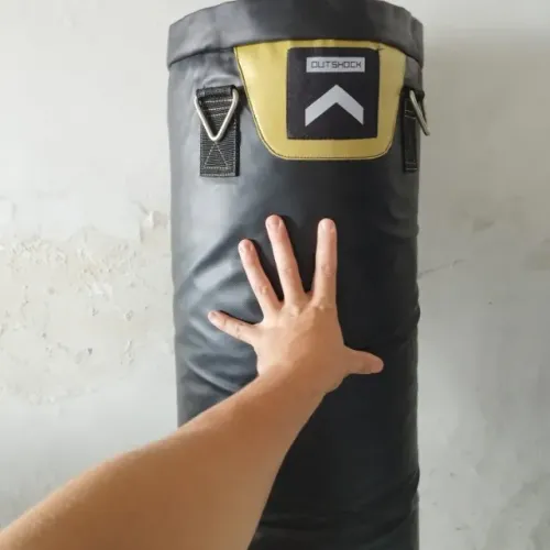 Saco de pancada com o par de luvas 