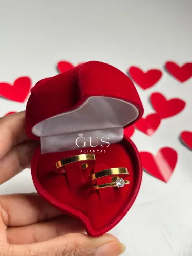 Alianças de casamento Reta 3mm + Solitária 2mm