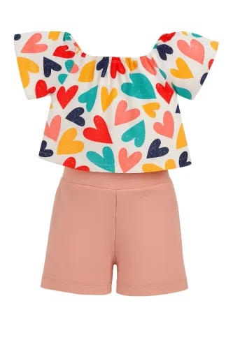 Conjunto Infantil Corações Blusa + Short Tam 2