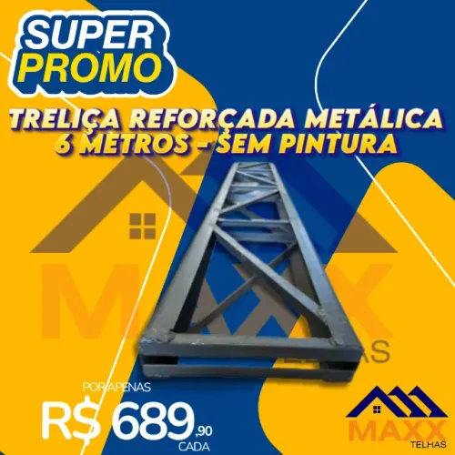 TRELIÇA METÁLICA REFORÇADA SEM PINTURA - 6 METROS
