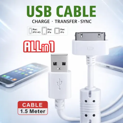 Cabo USB All in 1 30 Pinos para iPhone 4 iPad iPod Antigos 1,5m Dados pode retirar no loca