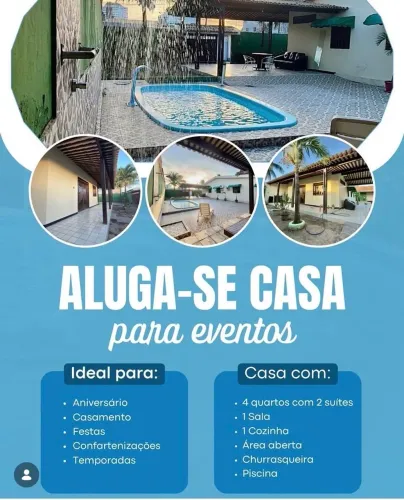 Aluga se casa para festas , casamento, confraternização, retiros .