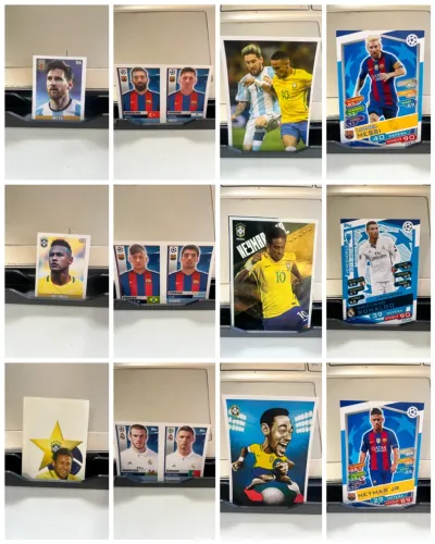 LOTE DE FIGURINHAS E CARDS COM MESSI, CRISTIANO RONALDO E NEYMAR