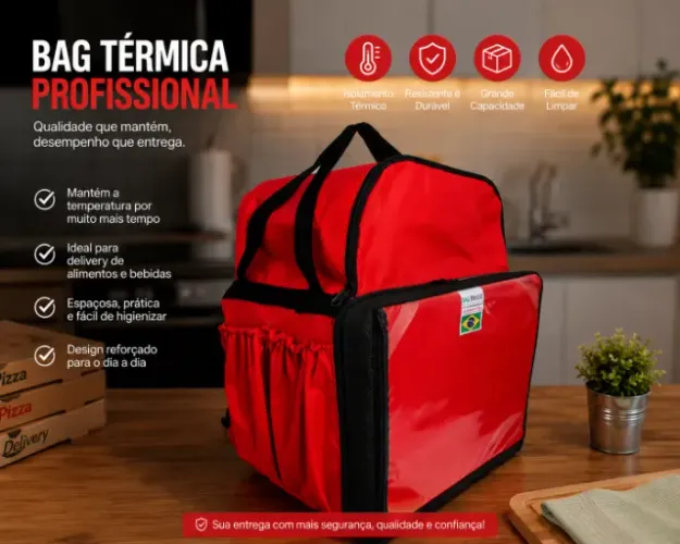 Bag Motoboy Reforçada -Impermeavel 45LT - Vermelha