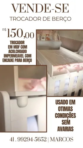 Trocador de berço em MDF 