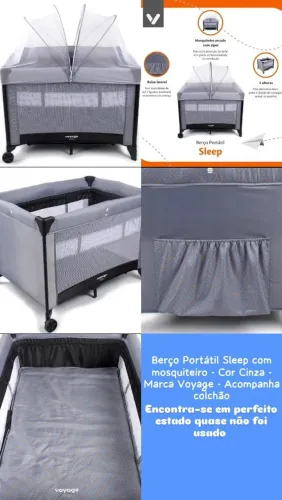 Berço portátil marca Voyage+ colchão