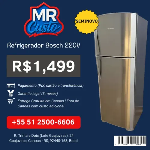 Geladeira Bosch Seminova | Revisada e Testada, com Garantia e Frete Grátis | MR Custo