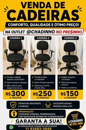 Outlet cadeiras para escritório. 