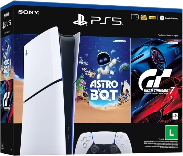 Playstation 5 + Dois DualSense + 14 jogos digitais + Base de carregamento+ 9 meses PS Plus