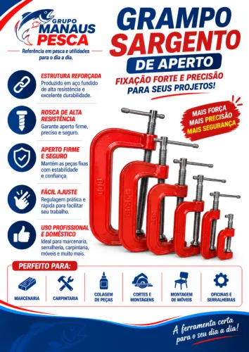 GRAMPO SARGENTO DE APERTO ? FORÇA E PRECISÃO PARA O SEU TRABALHO ? Quando o serviço exig