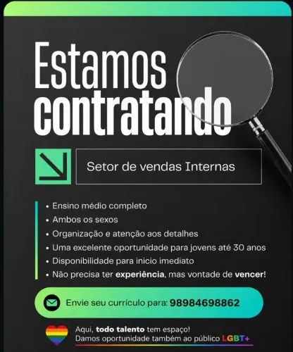 Oportunidade de emprego, início imediato