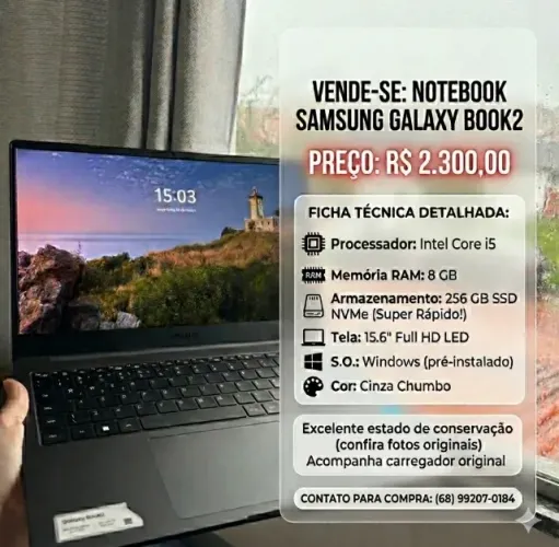 Notebook Samsung Galaxy Book2 à venda
