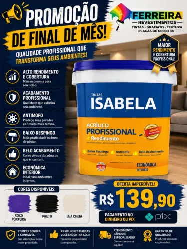 Tinta profissional isabela 18l R$ 139,90