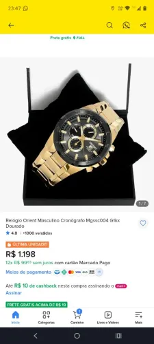Relógio Orient série ouro
