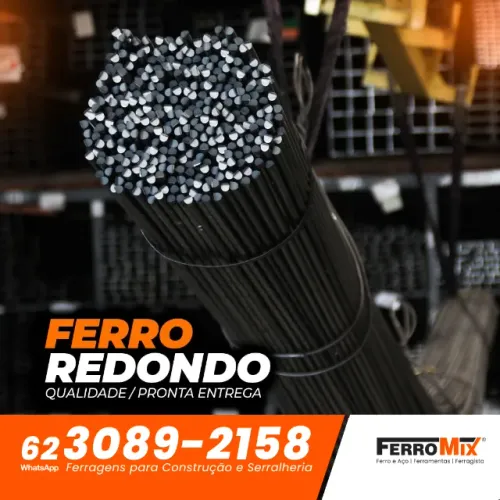 Barra de Ferro Redondo Maciço - Pronta Entrega Direto da Fábrica