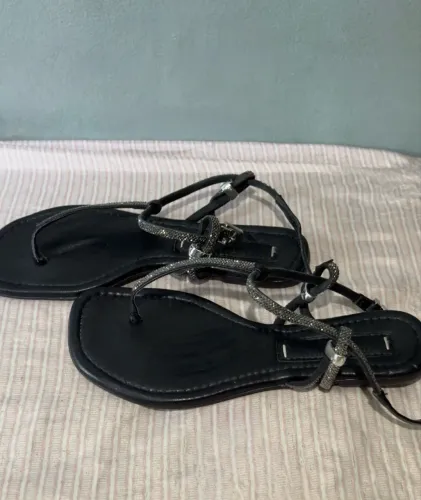 sandália santa lolla preta com brilho