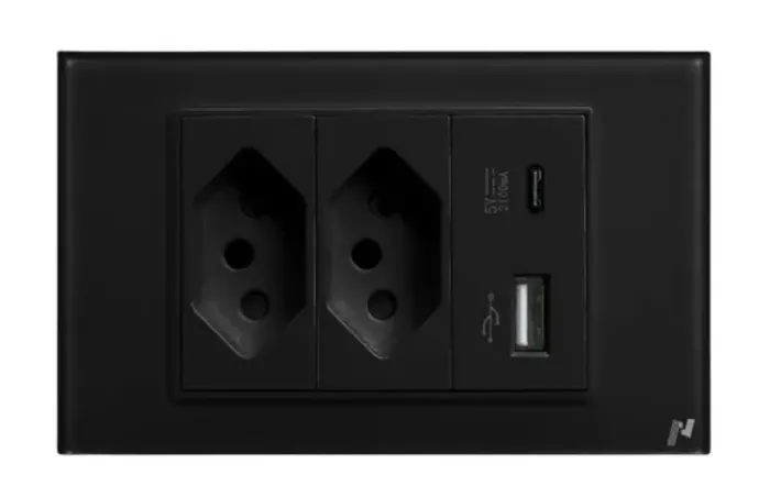 Tomada Dupla Usb Usbc Novadigital