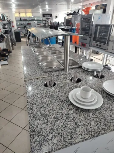 ALN. BUFFET COM PASSA PRATO EM MÁRMORE 10 CUBAS - GELO X