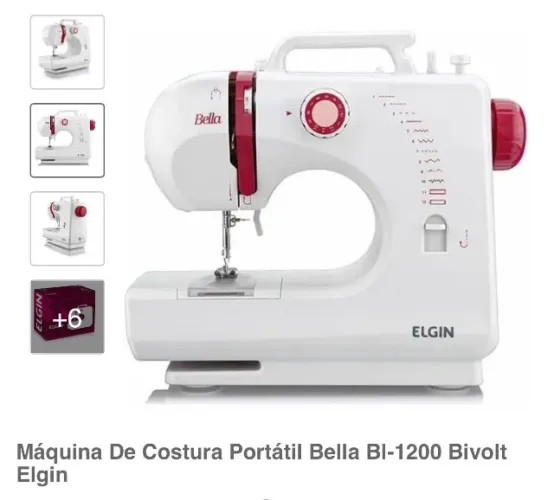 Máquina De Costura Portátil Bella Bl-1200 Bivolt Elgin