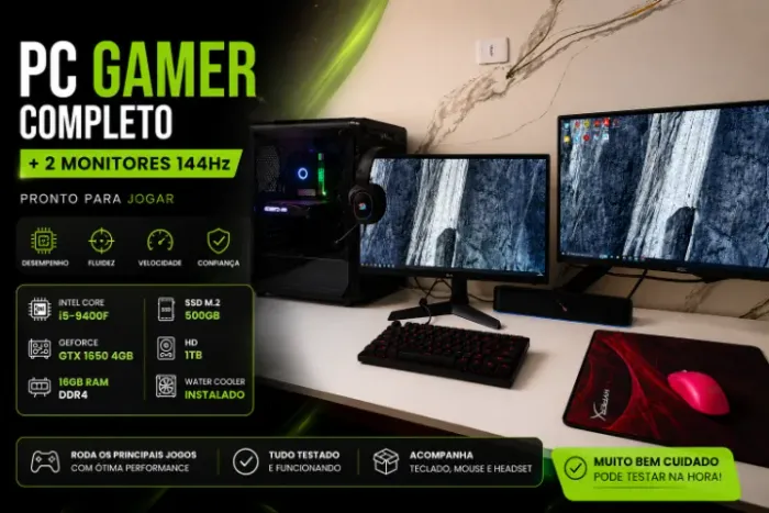 PC Gamer Completo + 2 Monitores 144Hz | Pronto para Jogar