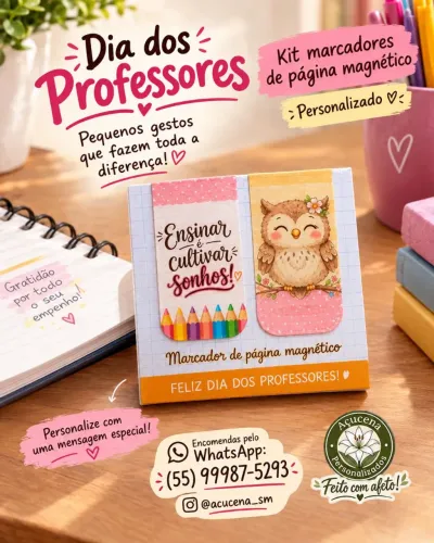Marcadores de Página Magnéticos Dia dos Professores