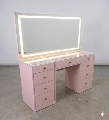 Penteadeira MDF Rosa com LED 09 Gavetas - Catalogo completo 
