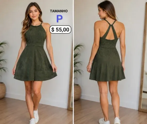 Vestido Verde de Verão em Camurça 