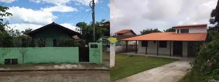 Duas casas de alvenaria, a da frente com 2 quartos e a dos fundos com 3 quartos no Campech