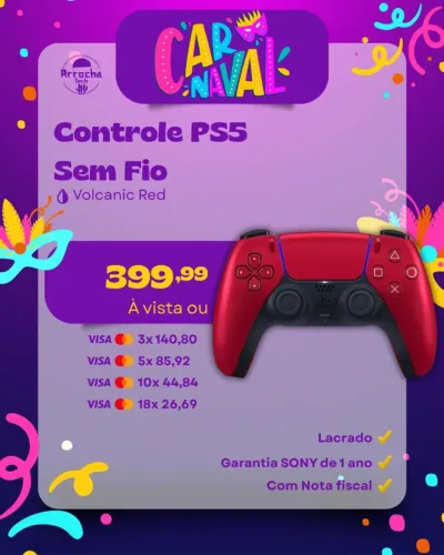 Controle PS5 Volcanic Red (Vermelho) - Lacrado