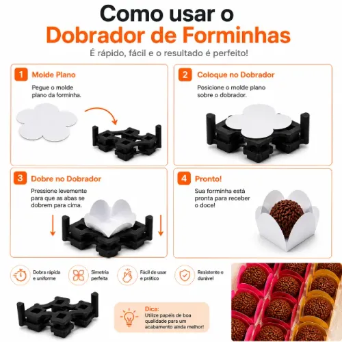 Dobrador de forminhas para doces
