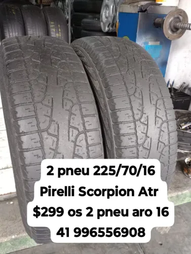 Pneus 225/70/16 Pirelli Scorpion Atr $299 os 2 pneu aro 16 usados roda muito ainda