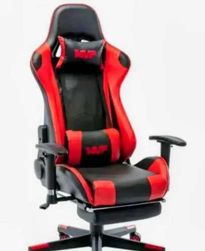 Cadeira Gamer Ergonômica Reclinável Preta e Vermelha com Apoio para os Pés