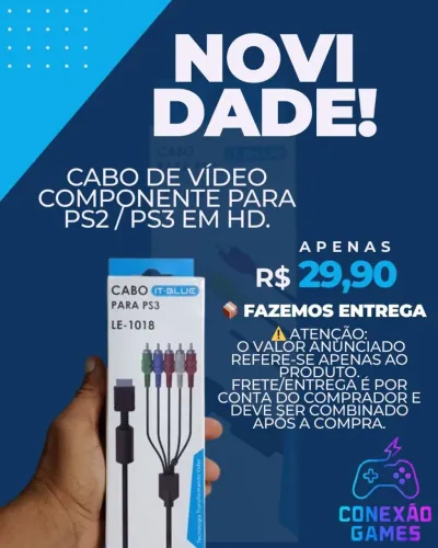 Cabo Vídeo Componente para PS2 / PS3 em HD