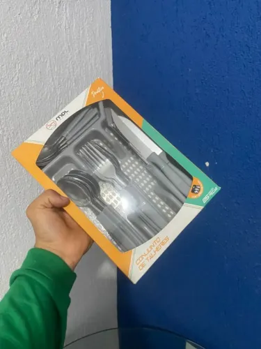 Conjunto de Talheres 25 Peças com Organizador Cinza MDL Import