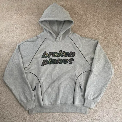 BROKEN PLANET GREY CAMO PERFORMANCE HOODIE moletom blusa jaqueta casaco cinza camuflado