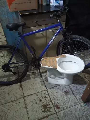 Bicicleta e vaso sanitário pra desapego