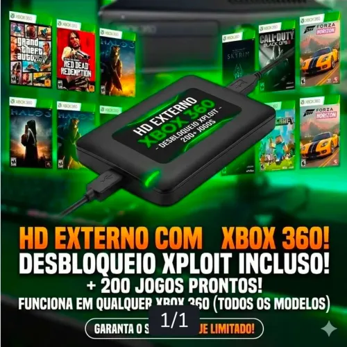 Exclusivo: HD 500GB Xbox 360 + 250 Jogos (Funciona em TODOS os modelos de Xbox 360 ))