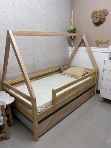 Bicama Infantil Casatema com Telhado + Cama Auxiliar