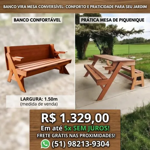 BANCO VIRA MESA (BARBADA MADEIRA NOBRE)