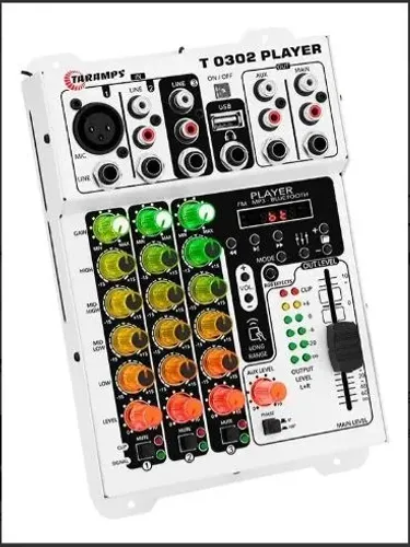 Mesa de Som 3 Canais Player Multicolor T0302 Mixer Taramps T 0302