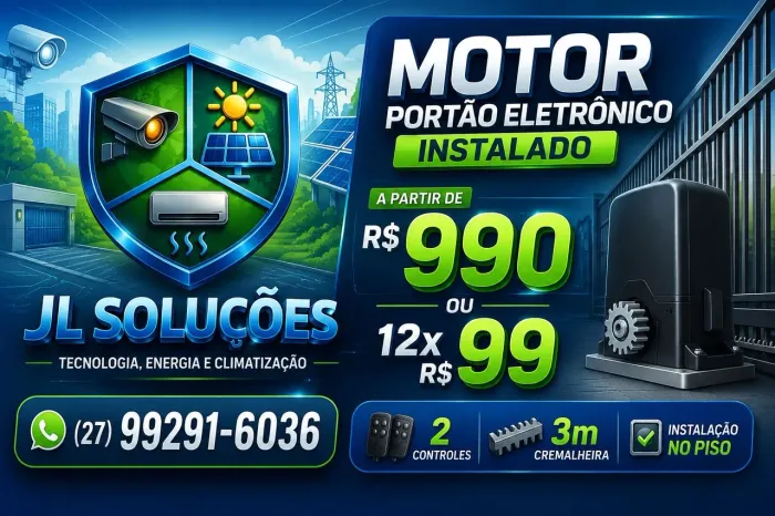 Motor de portão eletrônico instalado 