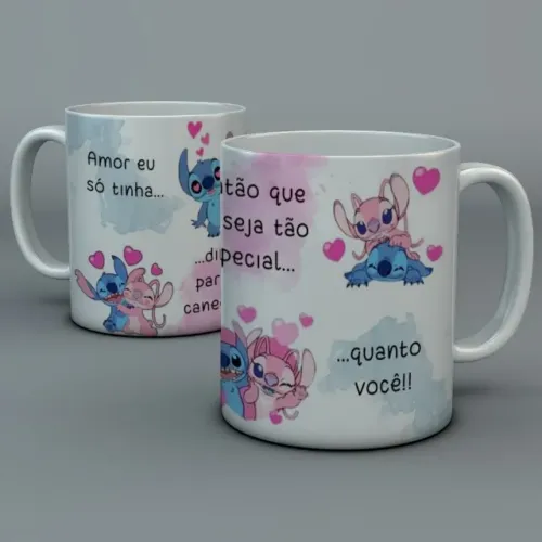 Caneca Namorados Stitch Personalizada